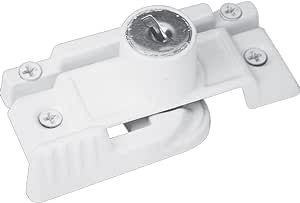 Defender Security U 9933 Keyed Child-Proof Sash Lock, 2-1/4 In. Hole Centers, Diecast Zinc, Painted White, (Single Pack)