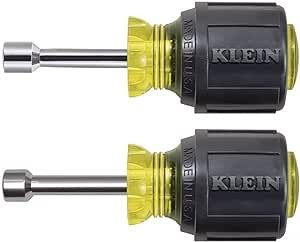 Klein Tools 610 Tool Set, Nut Driver Set with Stubby Nut Driver Sizes 1/4 and 5/16-Inch, Full Hollow Shaft, 2-Piece