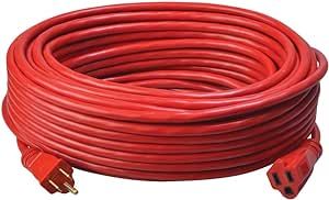 Coleman Cable 02409 14/3 SJTW Vinyl Outdoor Extension Cord; 100-Foot; Red