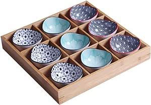 RORPOIR 1 Set Jiugong Grid Dinner Plate Sauce Mini Plates Dip Bowls Sauce Dipping Plate Fruit Plate Cake Server Tray Japanese Snack Kitchen Accessories Japanese-style Ceramics Spices