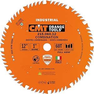 CMT 215.060.12 Industrial Combination Saw Blade, 12-Inch x 60 Teeth 4ATB+1TCG Grind with 1-Inch Bore, PTFE Coating