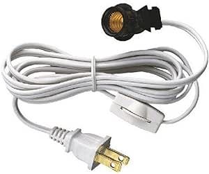 Westinghouse 70108 6-Foot Cord Set with Snap-In Pigtail Candelabra-Base Socket and Cord Switch, White