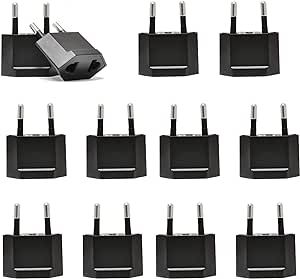 Ceptics USA, Canada to European Plug Adapter - Type C Adapter compatible in Europe, Canada to European travel plug adapter Ideal for Phones, Camera & More - CE Certified - RoHS Compliant - 12 Pack