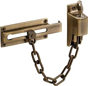 Prime-Line U 9914 Steel, Antique Brass, Keyed Chain Door Guard (Single Pack)