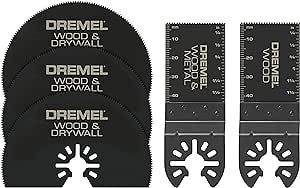 Dremel MM389 5-Piece Oscillating Tool Cutting Blade Assortment Kit- Perfect Cutter For Wood, Metal, Plastics, Drywall, and More,Black