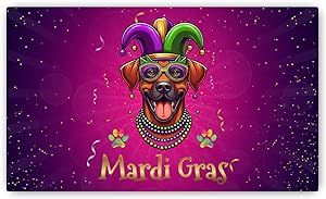 Ninety3POD Mardi Gras Carnival Rhodesian Ridgeback Doormat Ridgebacks Dog Lover Gifts Idea Merch Indoor Outdoor Welcome Mat - 003