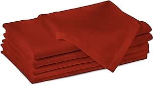 Encasa 100% Cotton Cloth Napkins Set of 6 with Brick Color & Size 17"x17", Dinner Napkins Washable and Reusable for Dinning Table Fall Decoration, Halloween & Christmas Festivals