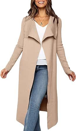 ANRABESS Women's Cardigan Sweater Open Front Long Jackets Knitted Sweater Soft Fuzzy 2023 Fall Winter Trench Coat