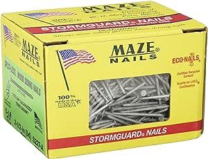 MAZE NAILS S227A-5 Double Hot Dipped Ring Shank Split Less Siding Nail, 5-Pound 8D 2-1/2-Inch