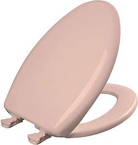 Bemis 1200SLOWT 063 Toilet Seat will Slow Close, Never Loosen and Easily Remove, ELONGATED, Plastic, Venetian Pink