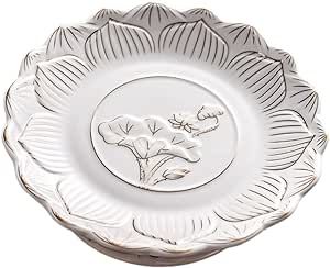 HAKIDZEL ceramic lotus offering plate altar key bowl accessory tray ring holder dish ceramic plate ceramic buddhist fruit plate berry bowl fruit bowl white jewelry tray ceramics household