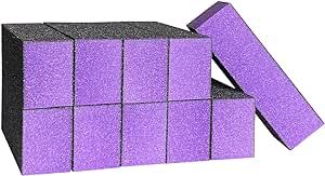 HeeYaa 10 Pcs Nail Buffer Sanding Block Polisher Buffing File 100/180 Grit 3 Sides Nail Files Art Pedicure Manicure File(Black Purple)