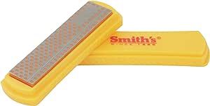 Smith’s 50447 4-Inch Diamond Sharpening Stone – Yellow – Plastic Cover Included – Fine 750 Grit – Lightweight & Compact – Sharpen Hooks, Knives & Tools
