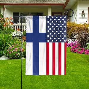 Flag-American Finland Flag Finnish Friendship U.S.A Patriotic 4th of July House Flag (29.5" x 39.5") Double Sided-USA Flags Premium Polyester-Decorative Indoor Outdoor Flag