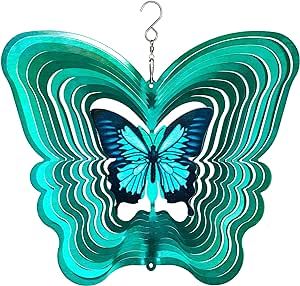 Butterfly Wind Spinners for Yard and Garden, Metal Butterfly Ornaments for Garden Décor, Outdoor Wind Spinner, Butterfly Gifts, Outdoor Garden Decoration, 12 inch Butterfly Wall Décor by ISEO